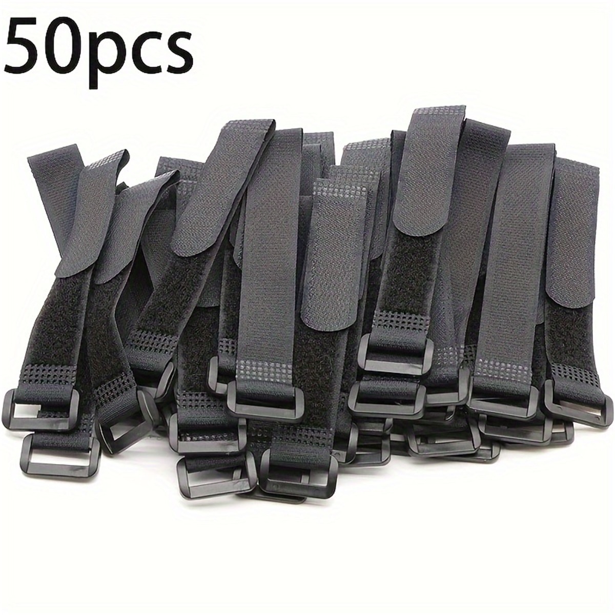 Gear Tie Reusable - สายรัดสายเคเบิลแบบใช้ซ้ำได้ 50 ชิ้น, สายรัดสายเคเบิลแบบตะขอและห่วง