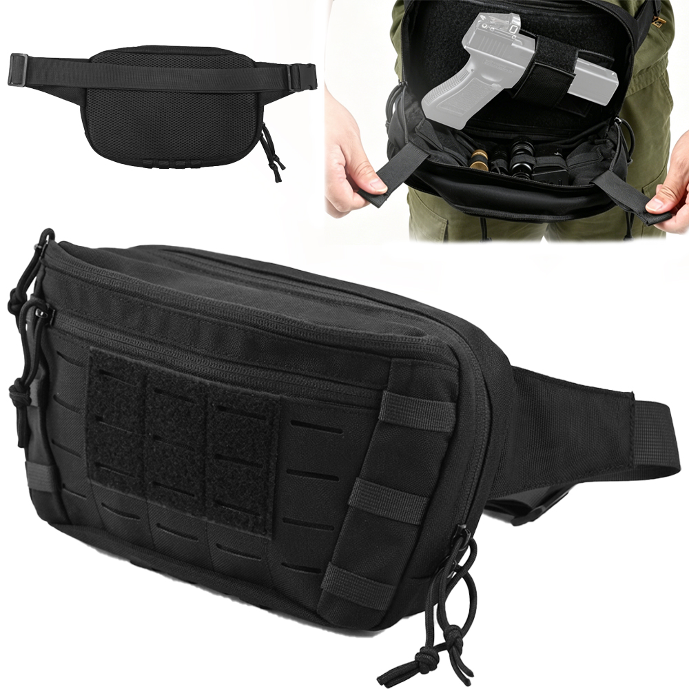 Edc Carry Fanny Pack - กระเป๋าคาดเอวแบบยุทธวิธีสำหรับปืนพกพา ซ่อนปืนได้ กระเป๋าคาดอก กระเป๋าสะพายข้าง กระเป๋าใส่ปืนพกพา กระเป๋าใส่เครื่องมือ