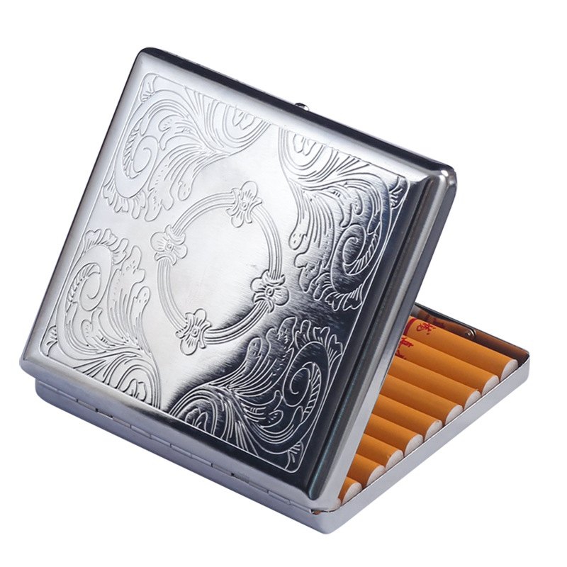 Lighter Insert Zippo - กล่องบุหรี่ซิการ์โลหะแบบใหม่1ชิ้นสำหรับบุหรี่ประมาณ20แท่งกล่องบุหรี่ยาสูบสแตนเลส