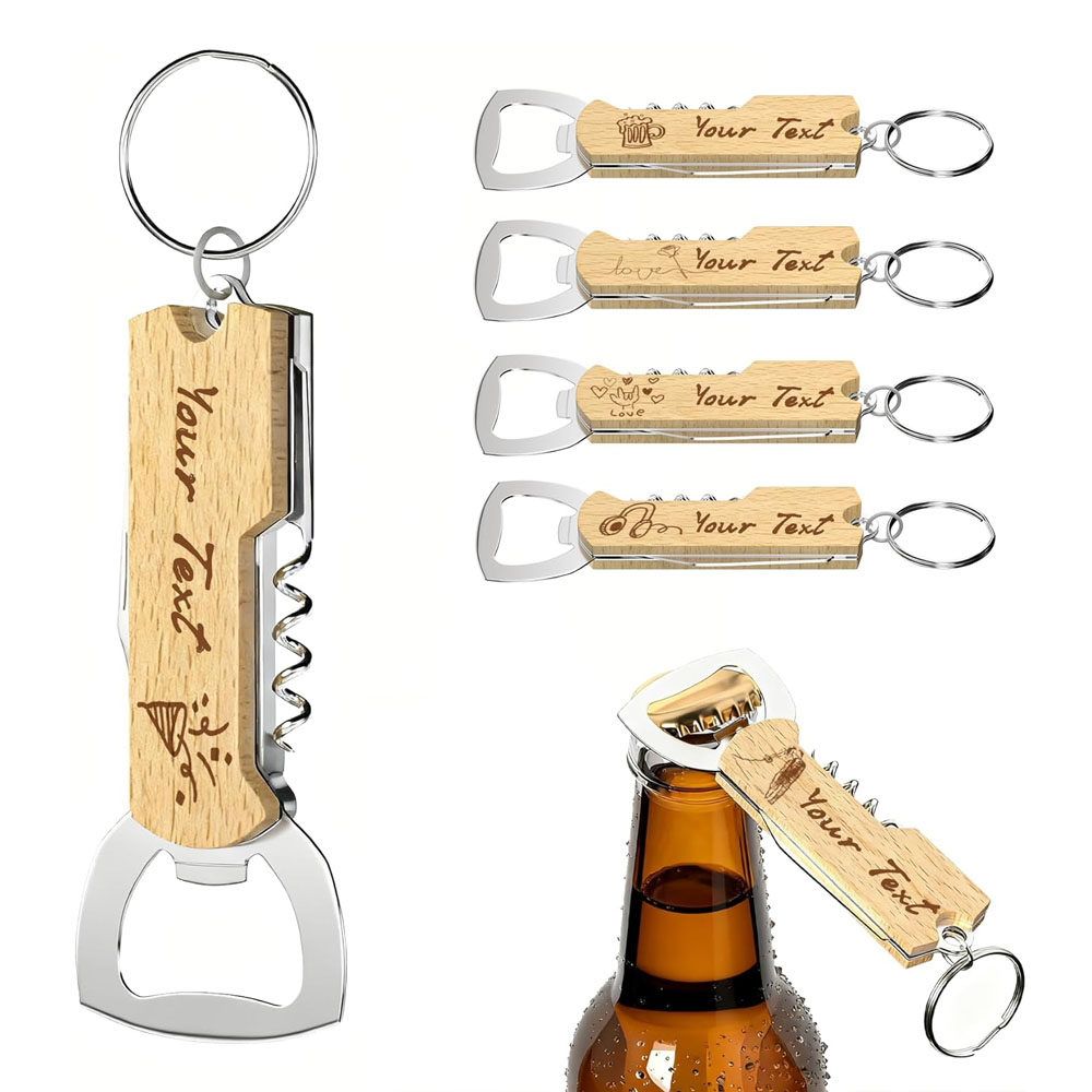 Bottle Opener Keyring - พวงกุญแจเปิดขวดสลักโลโก้ตามสั่ง สำหรับของขวัญงานแต่งงาน อุปกรณ์ไวน์ ที่เปิดขวดไวน์ ที่เปิดขวดไวน์แบบเกลียว ของขวัญเพื่อนเจ้าบ่าว