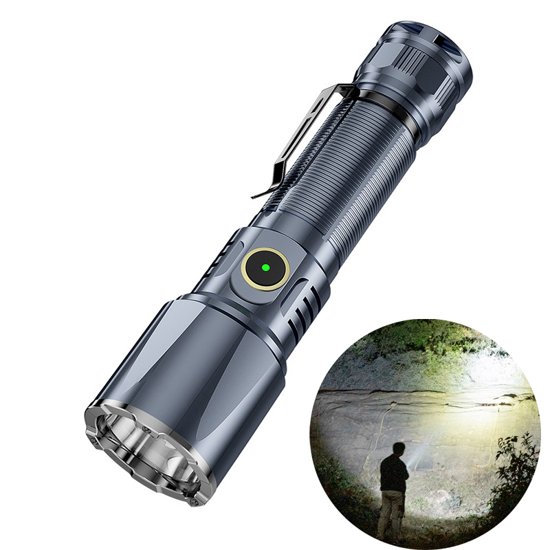 Edc Carry Flashlight - Type-C ไฟฉาย EDC แบบชาร์จแบตเตอรี่21700แบบพกพาที่มีประสิทธิภาพไฟฉาย LED ยุทธวิธีป้องกันตนเองโคมไฟสปอตไลท์สำหรับล่าสัตว์