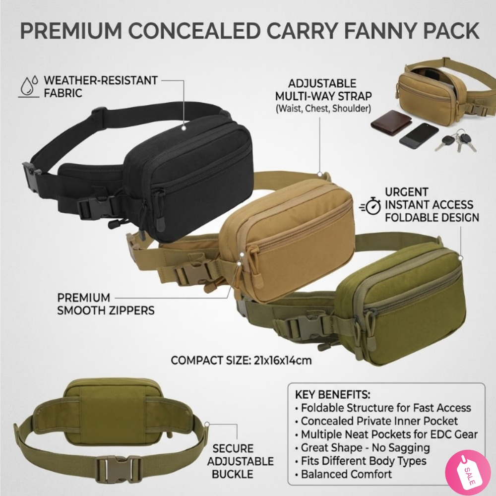 Edc Carry Fanny Pack - กระเป๋าคาดเอวแบบยุทธวิธีสำหรับผู้ชาย กันน้ำ ใส่เครื่องมือ EDC ได้ สะพายไหล่หรือสะพายข้าง