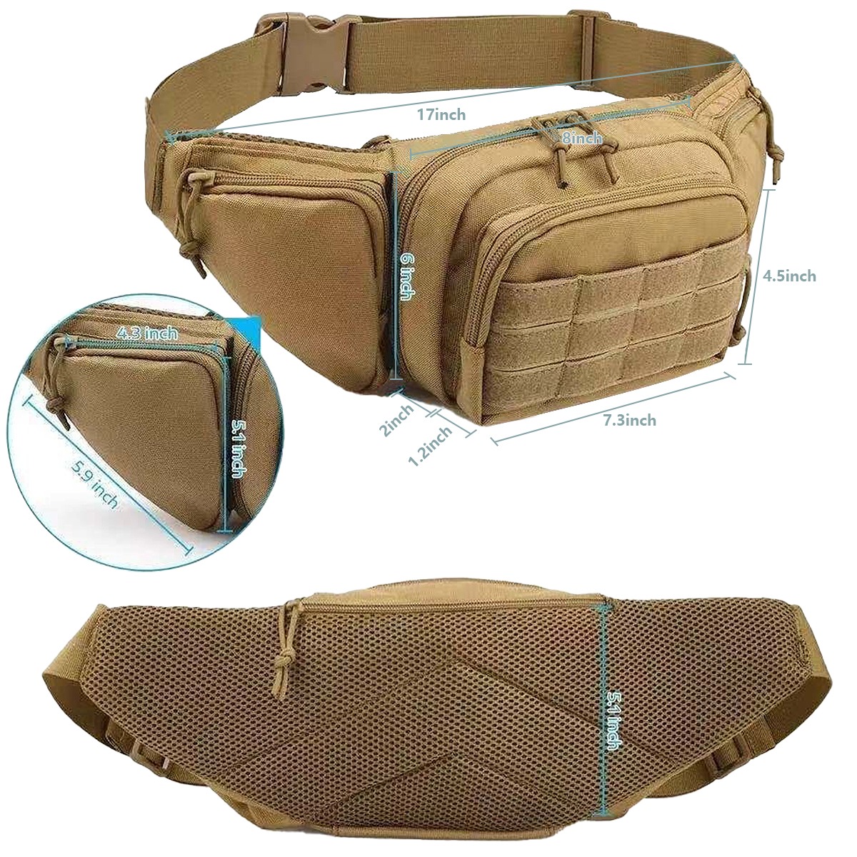 กระเป๋าคาดเอว MOLLE Tactical ส - Edc Carry Fanny Pack บทวิจารณ์และราคา