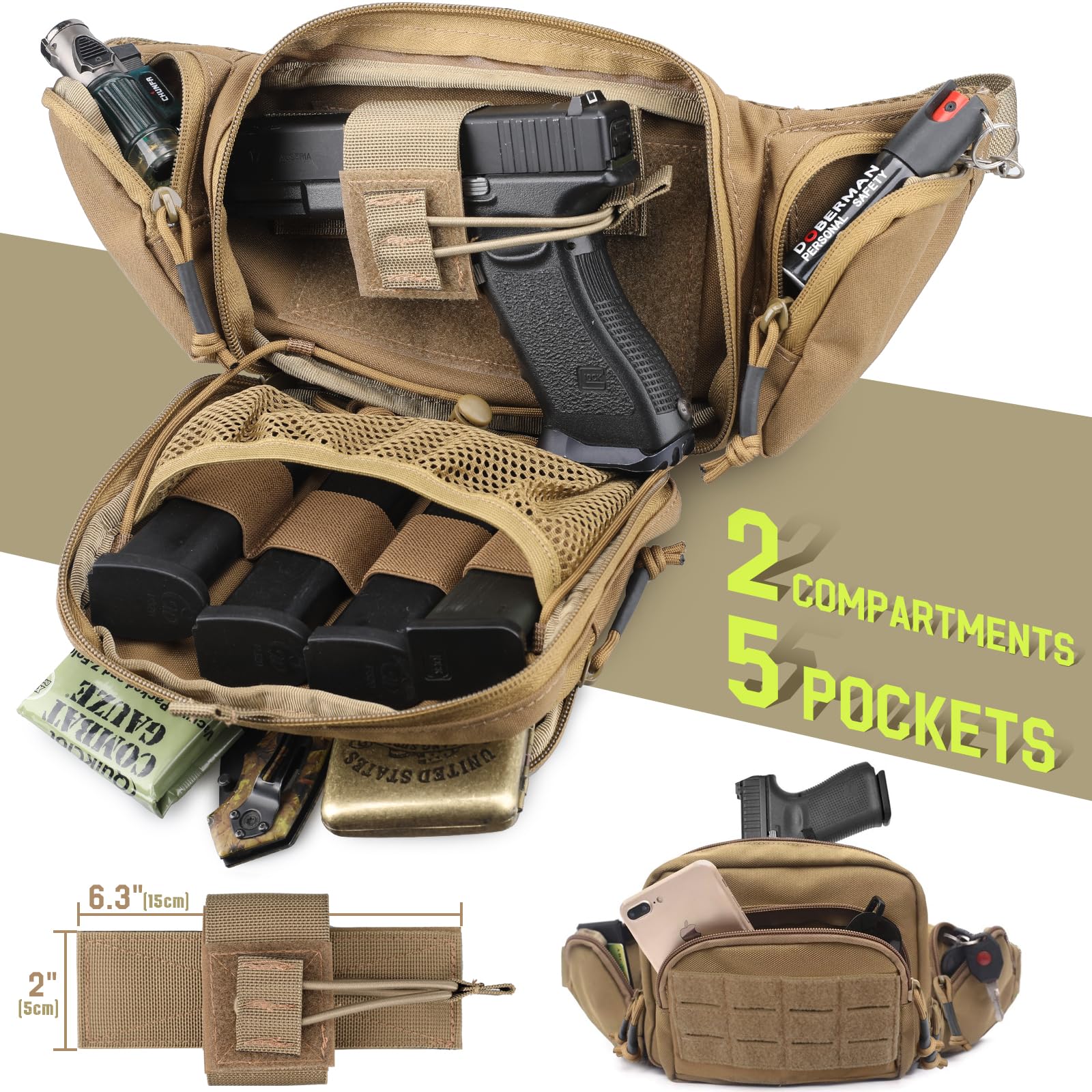 กระเป๋าคาดเอวแบบพกพาสำหรับใส่ป - Edc Carry Fanny Pack บทวิจารณ์และราคา